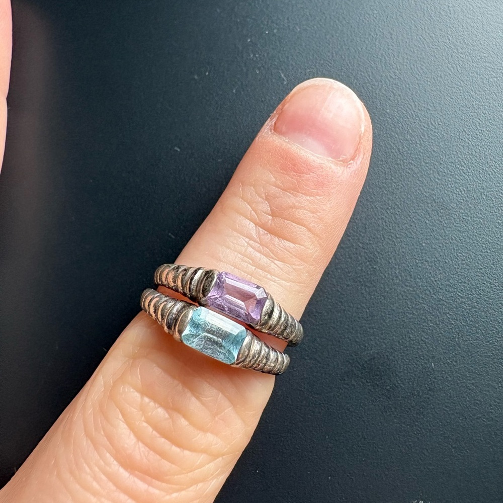 Elegant Silver and Gemstone Ring Set